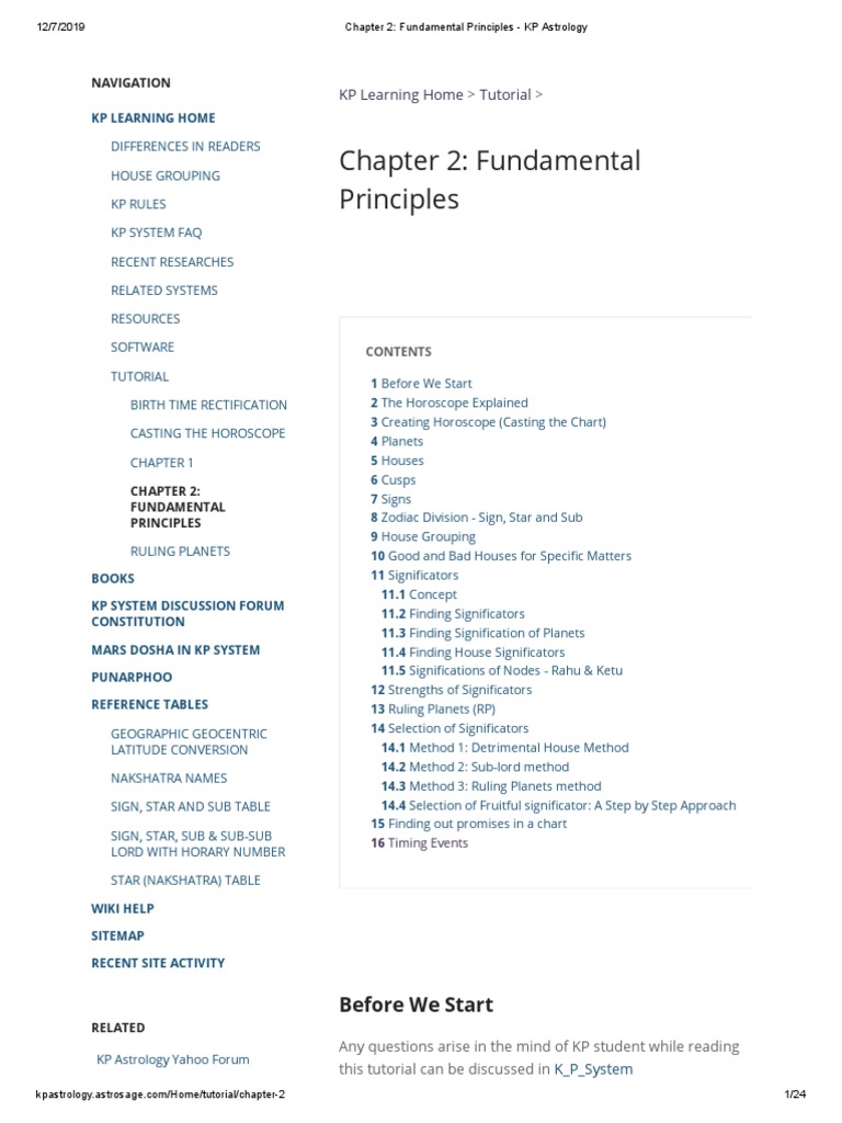 Chapter 2 - Fundamental Principles - KP Astrology Lagan Timing PDF ...