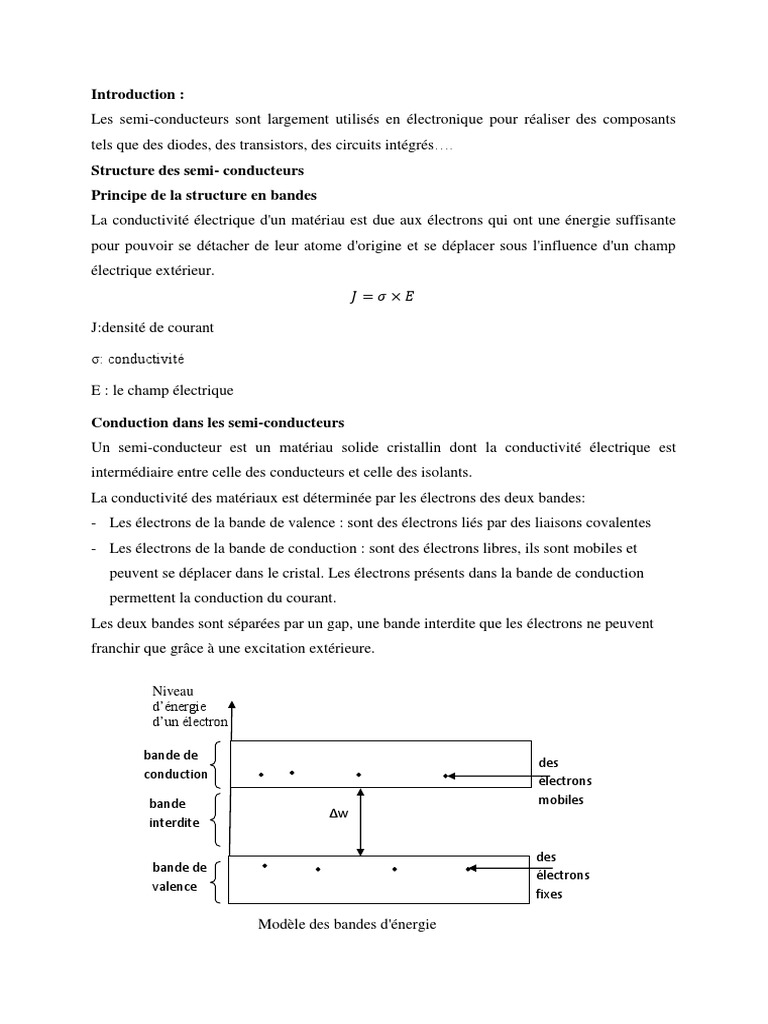 Semiconducteurs Intrinsèques et Extrinsèques PDF Théorie des — free download