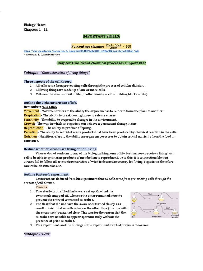 Comprehensive Biology Notes: Chapters 1-11 | PDF | Cellular Respiration ...