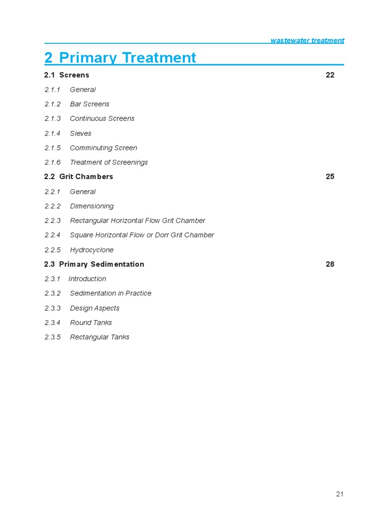 Wastewater Primary Treatment Overview | PDF | Sewage Treatment ...