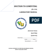 Introduction To Computing: Laboratory Manual