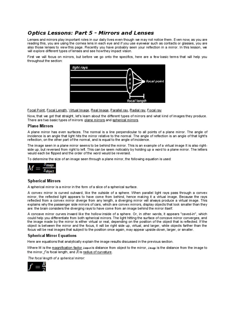 Understanding Image Formation Through Lenses and Mirrors A Detailed