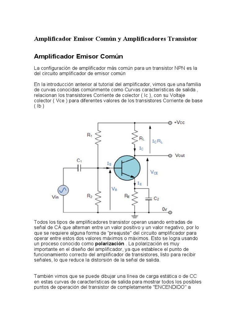 Transistor en Emisor Comun Con Señal | PDF | Transistor | Transistor de ...