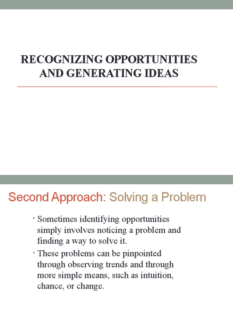 Recognizing Opportunities and Generating Ideas 27-08-2020 | PDF ...