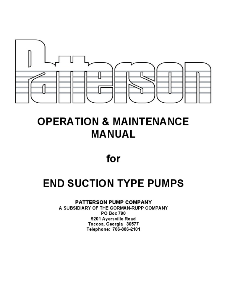 Patterson Pump Operation Manual | PDF | Pump | Bearing (Mechanical)