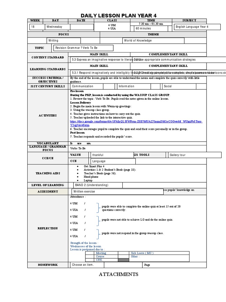 Year 4 Revision Week Lesson Plan | PDF | Lesson Plan | Pedagogy