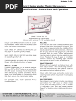 Specifications - Instructions and Operation: Mark II Series Molded Plastic Manometers