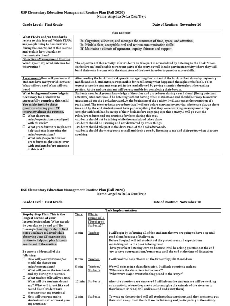 First Grade Read Aloud Management Plan | PDF | Classroom | Behavior ...