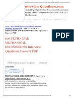 100 TECHNICAL MECHANICAL ENGINEERING Interview Questions Answers PDF MECHANICAL ENGINEERING Interview Questions Answers PDF