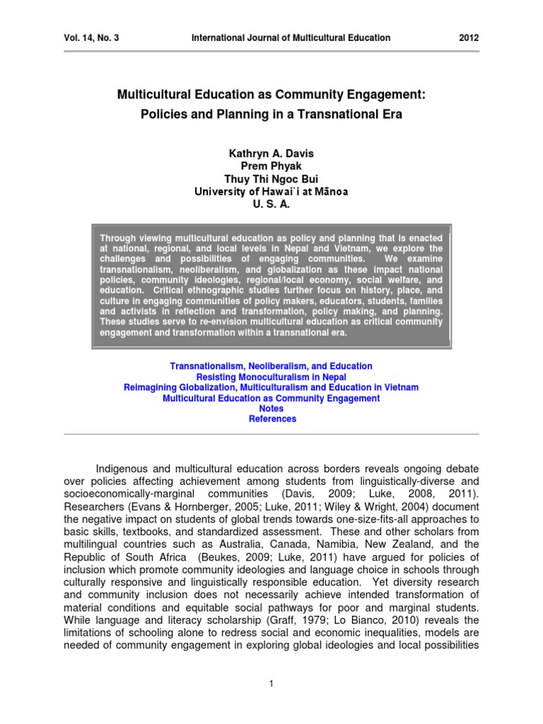 Multicultural Education As Community Eng PDF | PDF | Multiculturalism ...