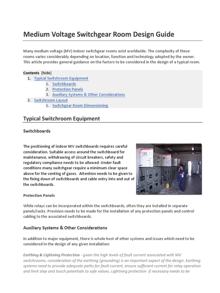 Medium Voltage Switchgear Room Design PDF Power Engineering