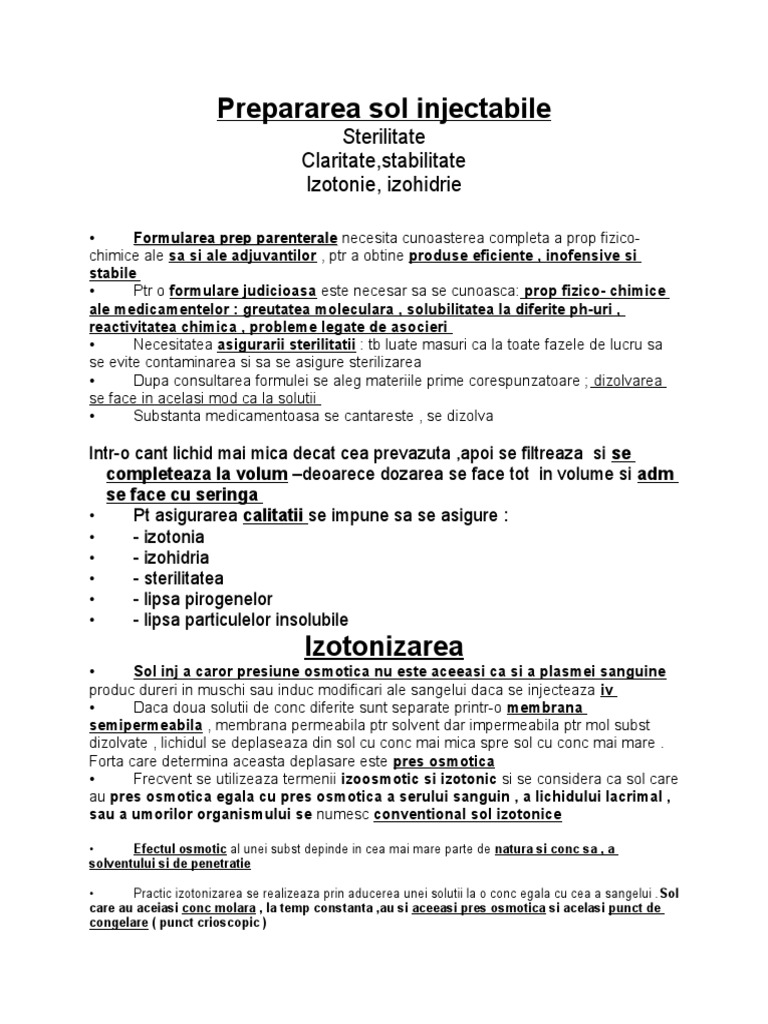 Prepararea Sol Injectabile | PDF