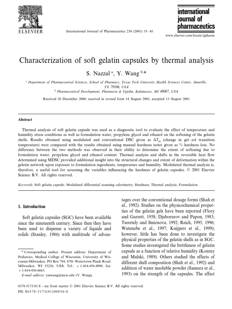 Characterization Soft Gelatin Capsules PDF Differential Scanning