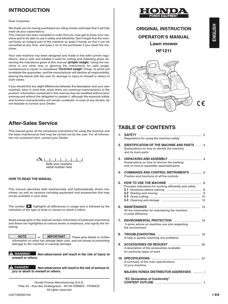 Operator S Manual Original Instruction Lawn Mower: Warning! | PDF | Methanol | Machines