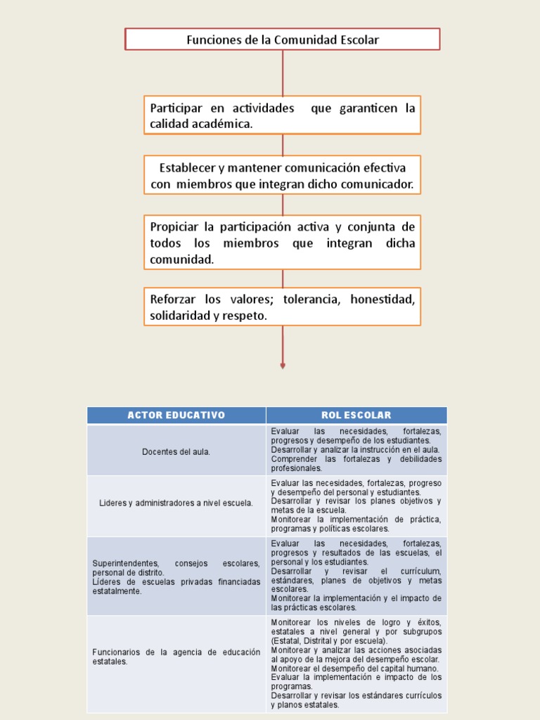 Funciones de la Comunidad Escolar | PDF | Plan de estudios | Aprendizaje