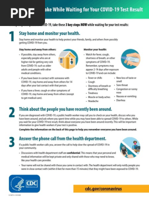 CDC recommendations while awaiting COVID test results