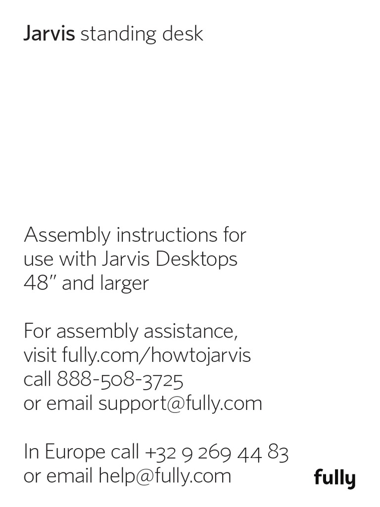 Fully Jarvis Wide Standing Desk Assembly Instructions v2 PDF