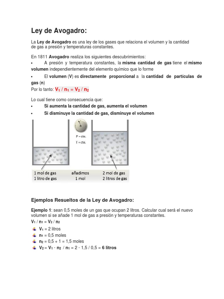 Ley de Avogadro | PDF | Gases | Mole (Unidad)