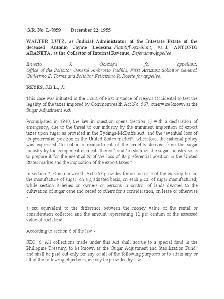 Lutz vs. PDF Sugarcane Expense