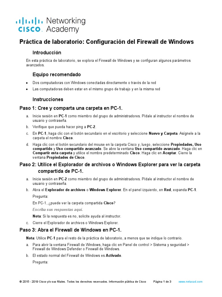 Configuración del Firewall en Windows | PDF | Ventana (informática ...
