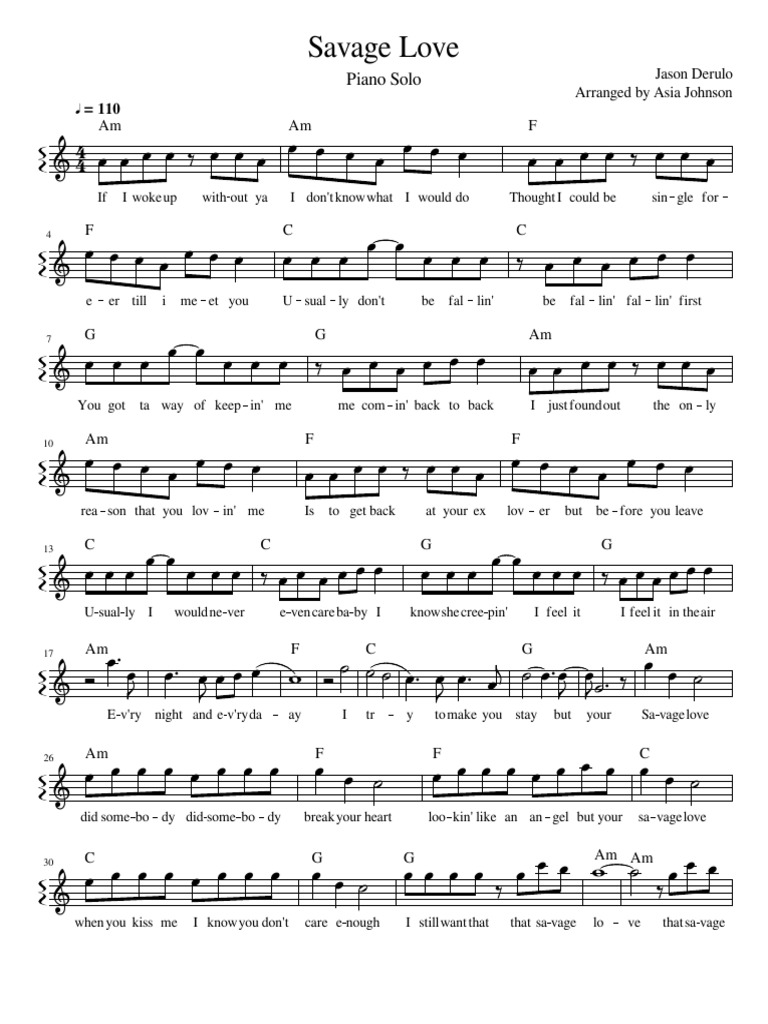 Savage Love Piano Score | PDF