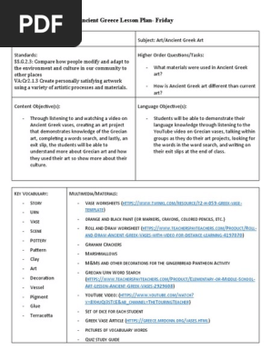 siop greek lesson plan- friday