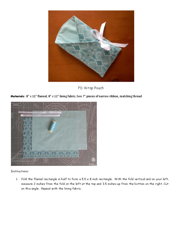 FD Wrap Pouch Sewing Tutorial | PDF | Sewing | Decorative Arts