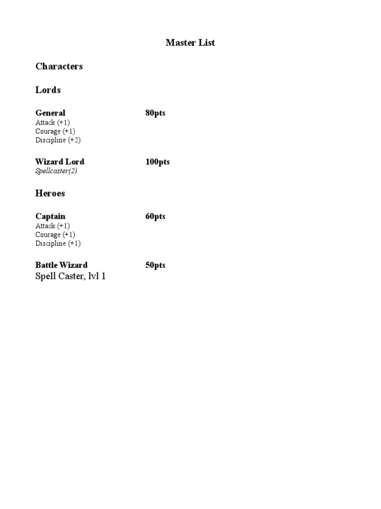Master List 1.001 | PDF | Cavalry | Armour