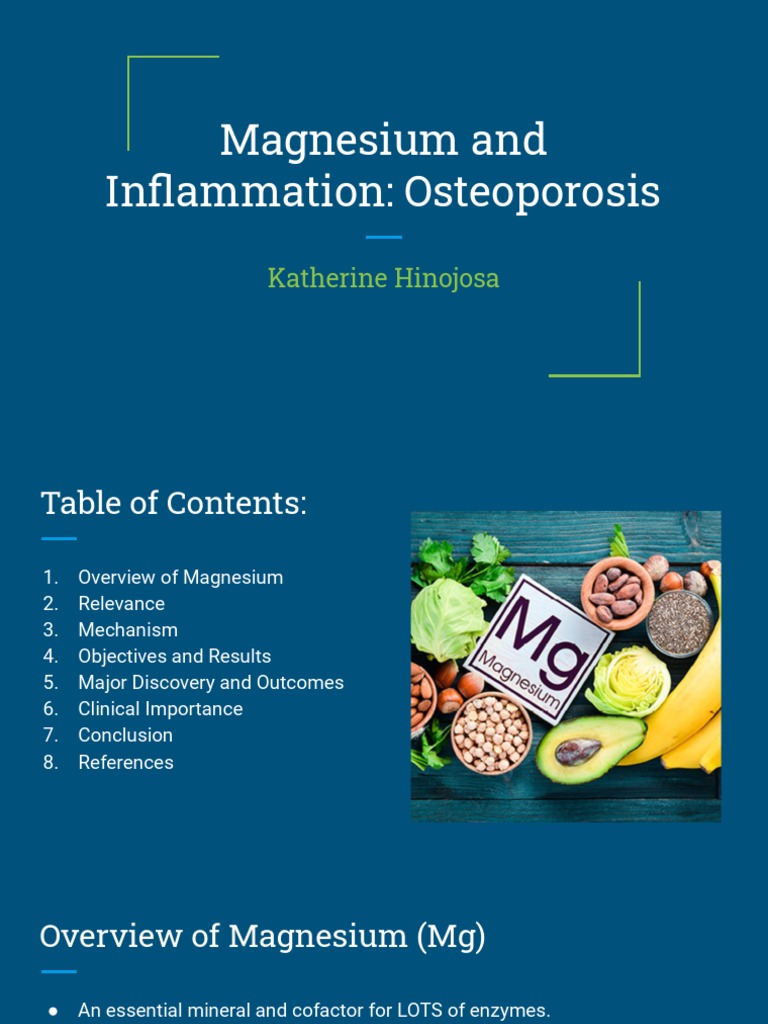 Magnesium and Inflammation Osteoporosis PDF Osteoporosis Osteoblast