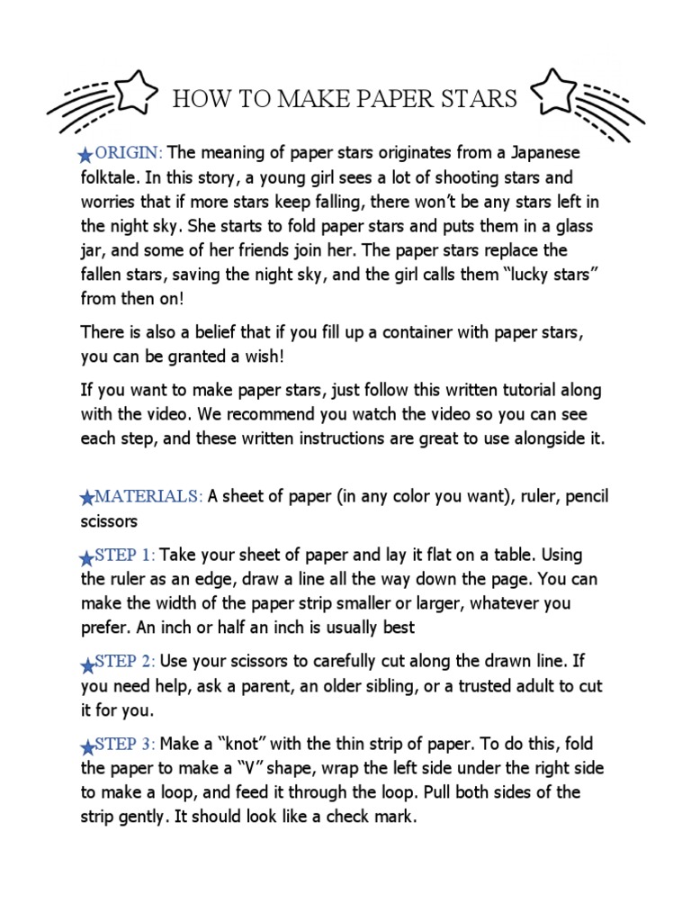 Paper Star Making Instructions | PDF | Language Arts & Discipline ...