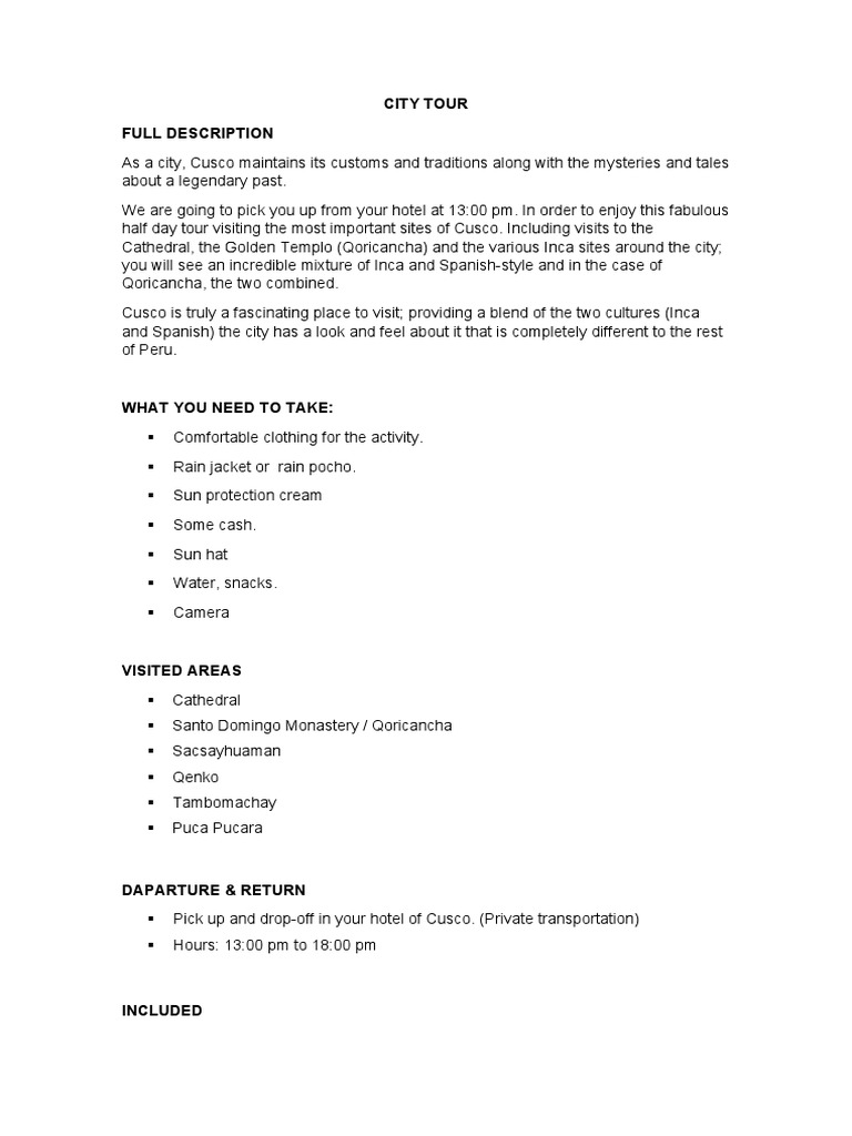City Tour Full Description | PDF