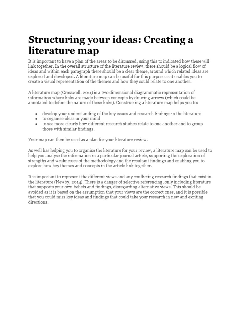 Structuring Your Ideas: Creating A Literature Map | PDF