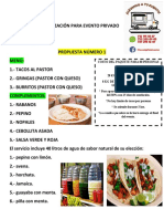 Cotización para evento privado - 3 propuestas de menú de tacos y antojitos mexicanos desde $7,500