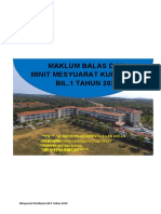 Maklum Balas Minit Mesyuarat Kurikulum 1 - 2020