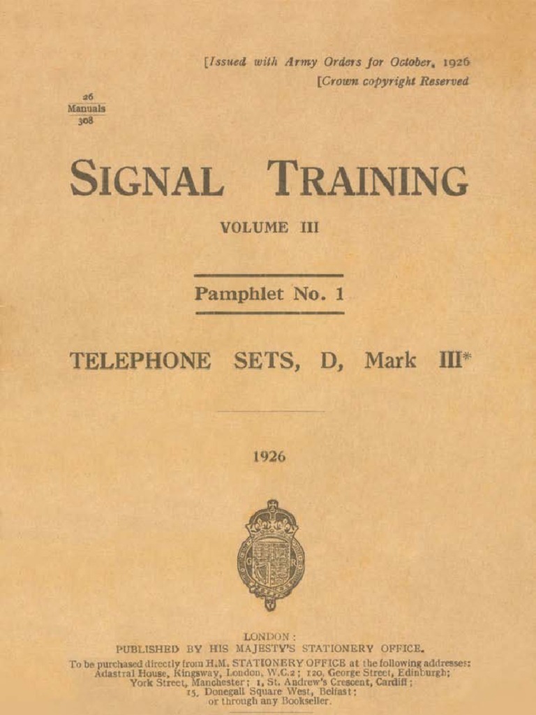 Telephone Set D MK III 1926 (STV3 P1) PDF