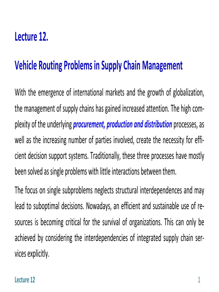 Vehicle Routing in Supply Chains | PDF | Applied Mathematics | Business ...
