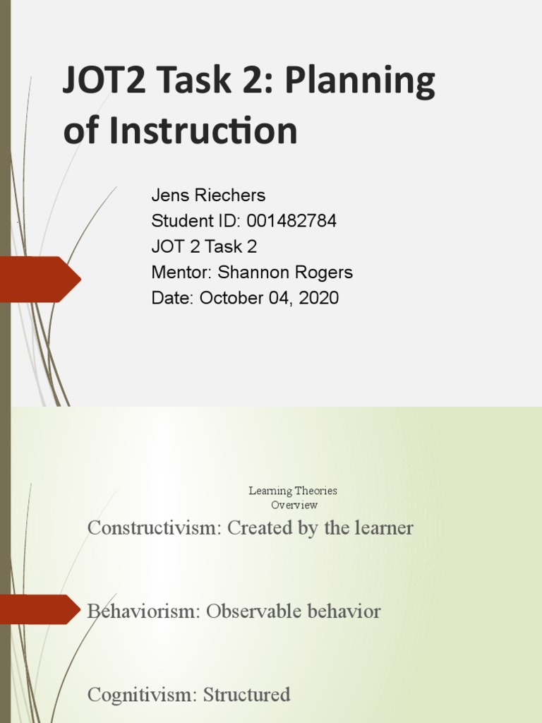 JOT2 Task 2 Template Jens Riechers | PDF | Lesson Plan | Constructivism ...