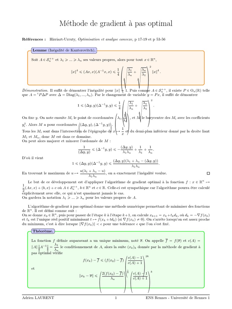 Méthode de gradient optimal | PDF | Algorithmes | Algèbre linéaire