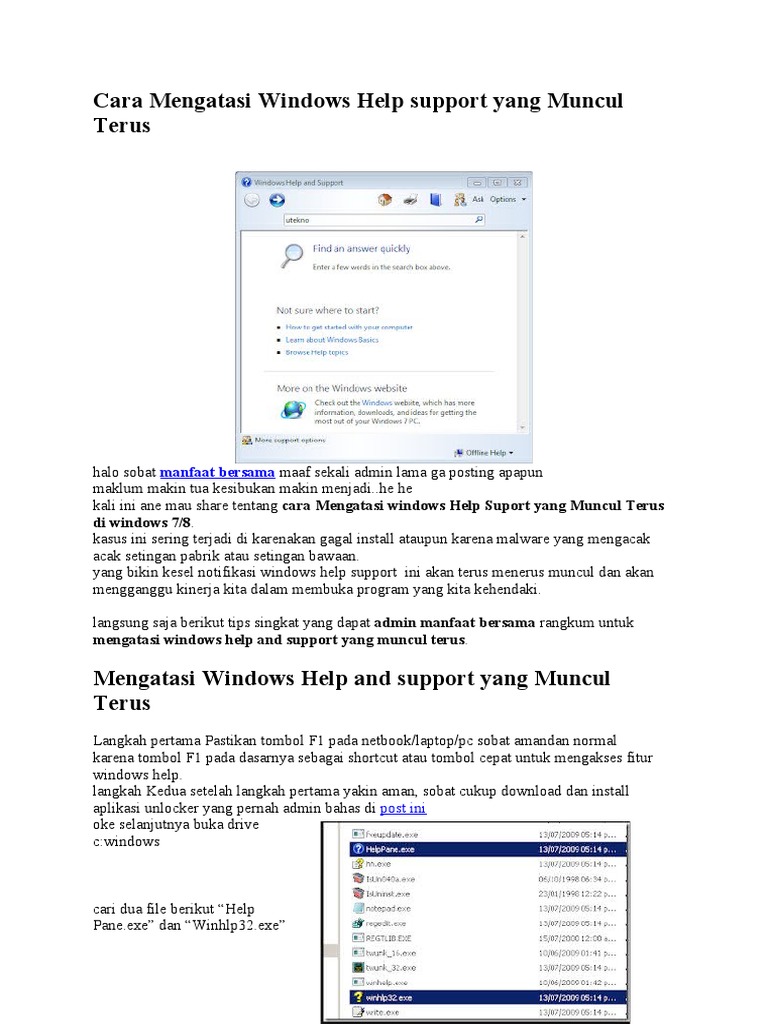 Cara Mengatasi Windows Help Support Yang Muncul Terus PDF