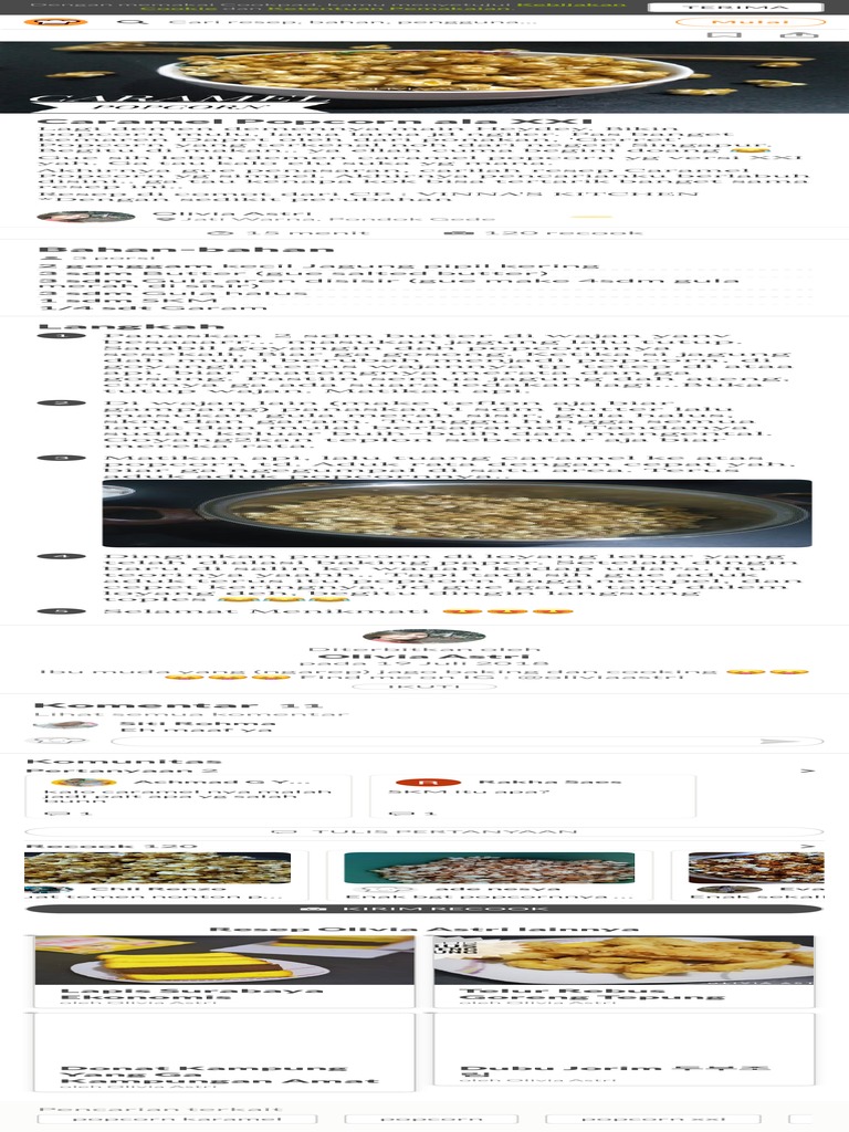 Resep Caramel Popcorn Ala XXI Oleh Olivia Astri Cookpad PDF