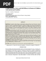 A Study On Hope, Stress and Self Efficacy in Parents of Children With Intellectual Disability