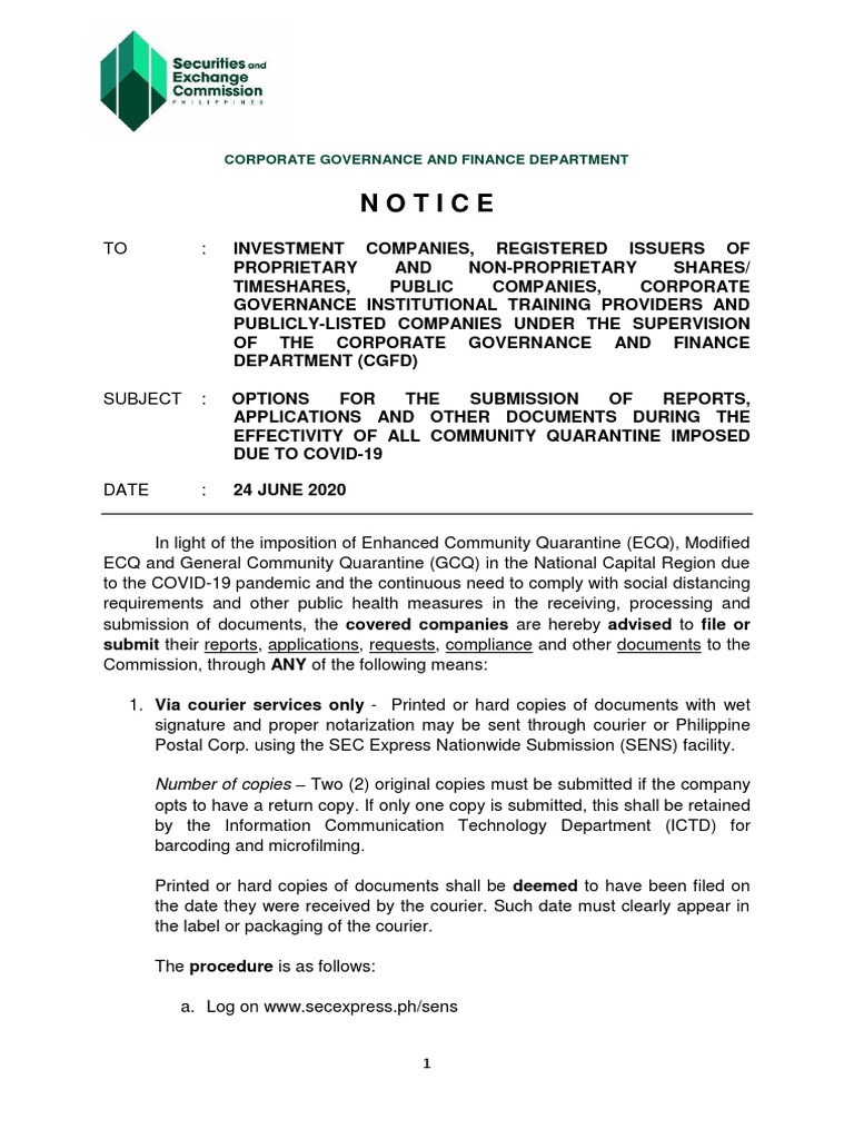 Notice: Corporate Governance and Finance Department | PDF | Notary ...