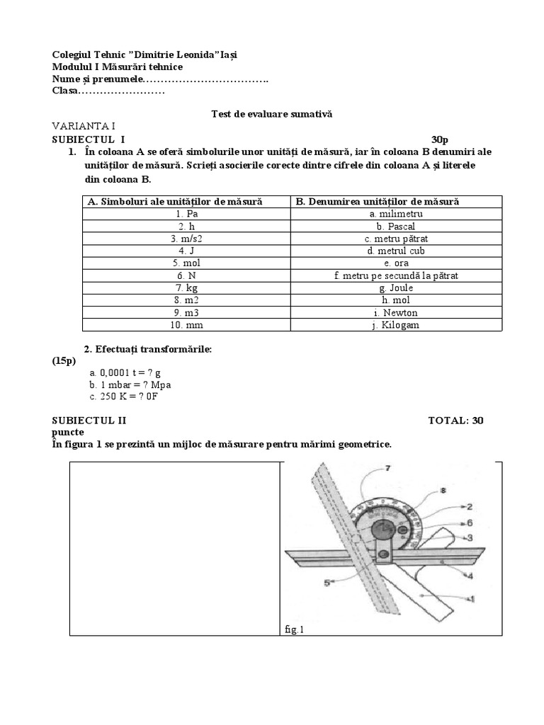 Test m1 Clasa 10 | PDF