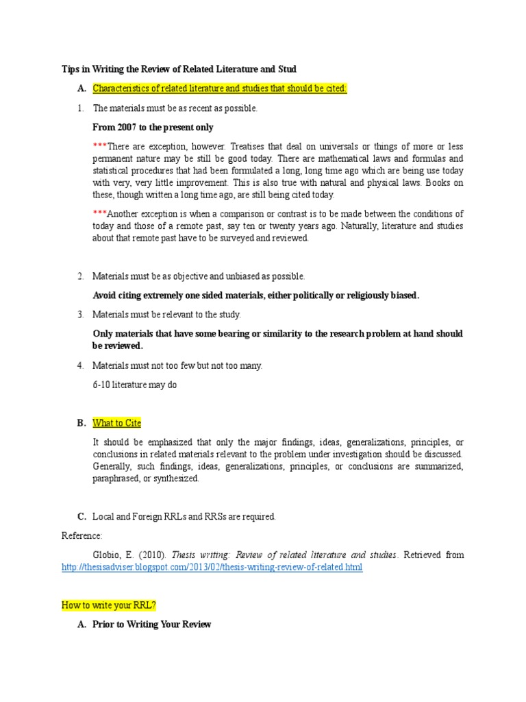 Tips in RRL and RRS Writing | PDF | Methodology | Academic Discipline ...