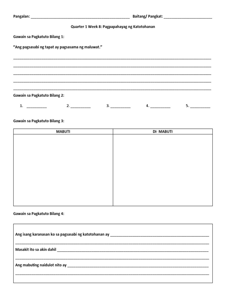 Answer Sheet q1 w8 | PDF