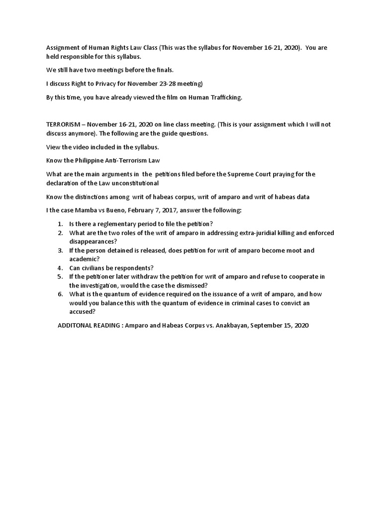 Assignment of Human Rights Law | PDF | Politics | Law