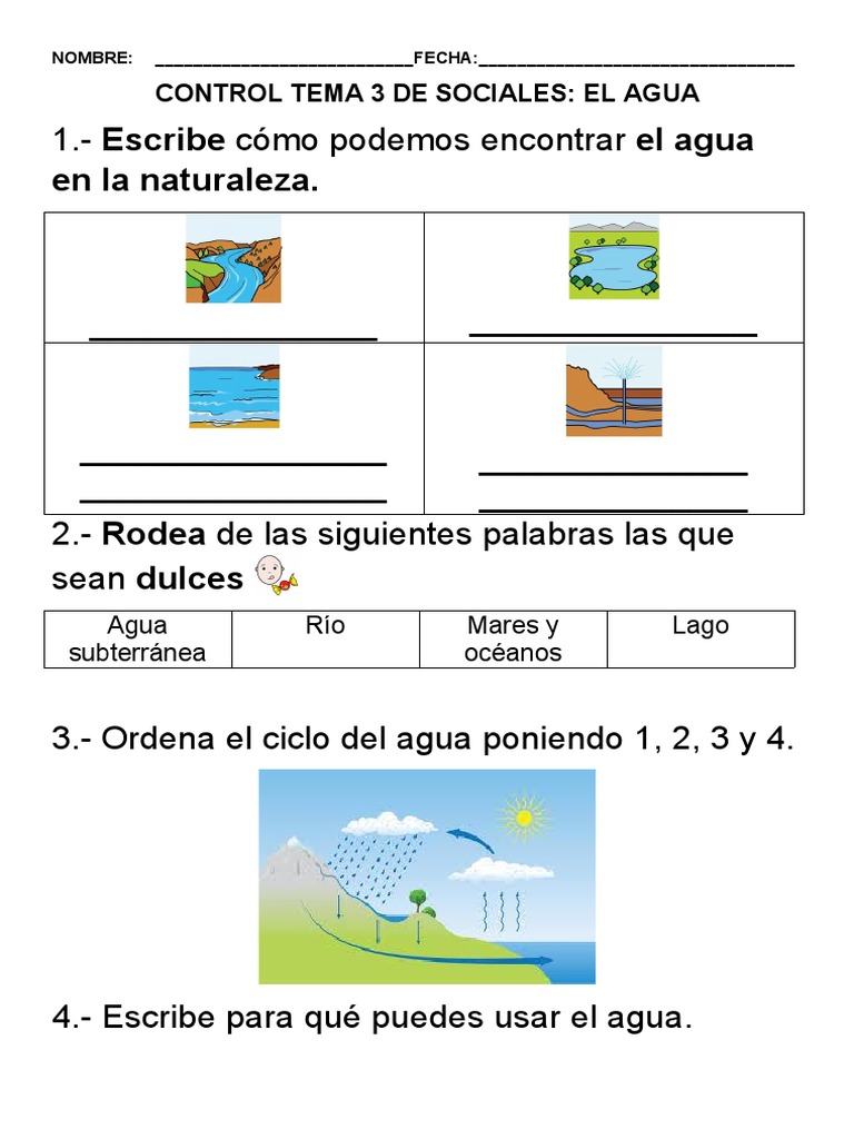 Actividades sobre el Agua en Sociales | PDF | Estudios de idiomas ...