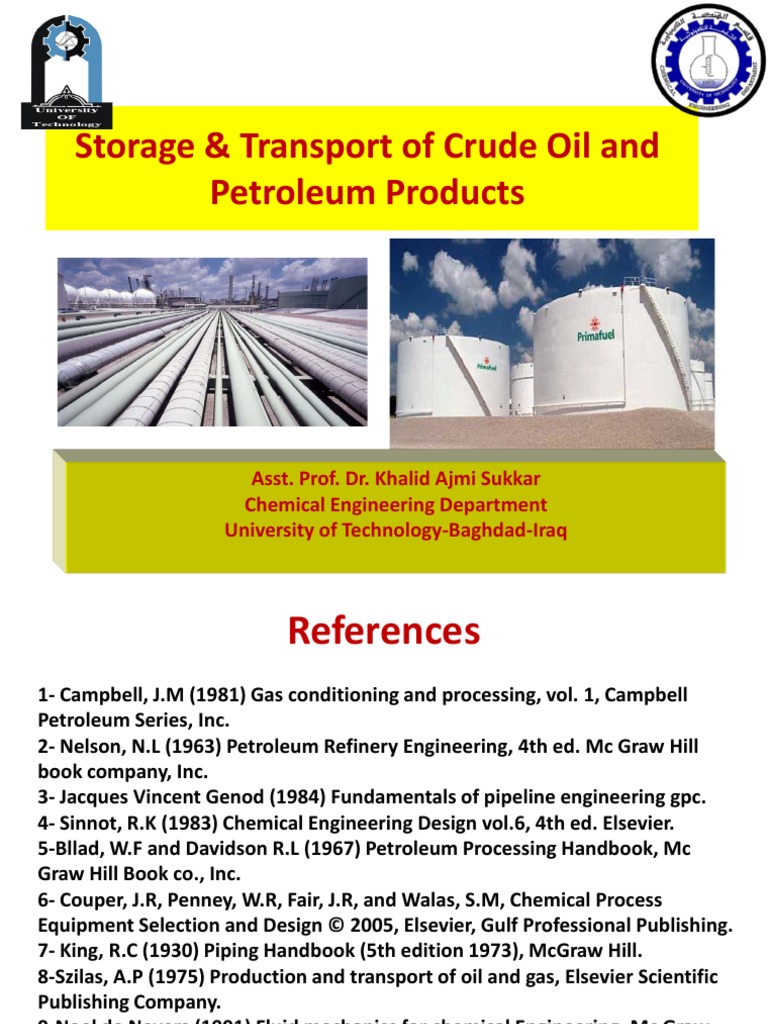 Storage & Transport of Crude Oil and Petroleum Products | PDF