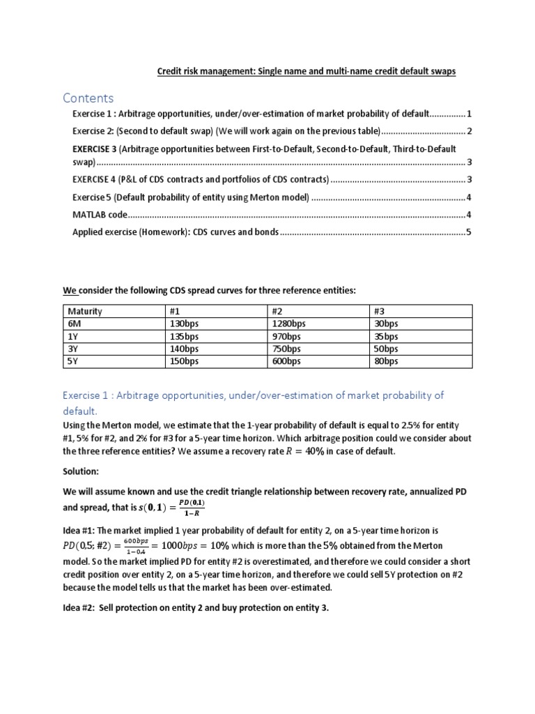 CDS Arbitrage and Risk Management Insights | PDF | Credit Default Swap ...