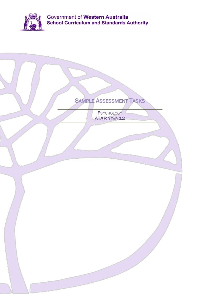 Psychology ATAR Y12 Sample Assessment Tasks WACE 2015 16 | PDF ...
